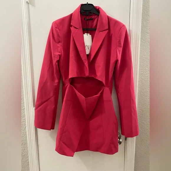 Zara Magenta Cut-Out Blazer Dress